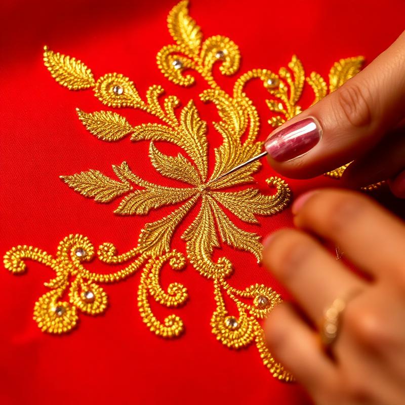 Golden zardozi embroidery